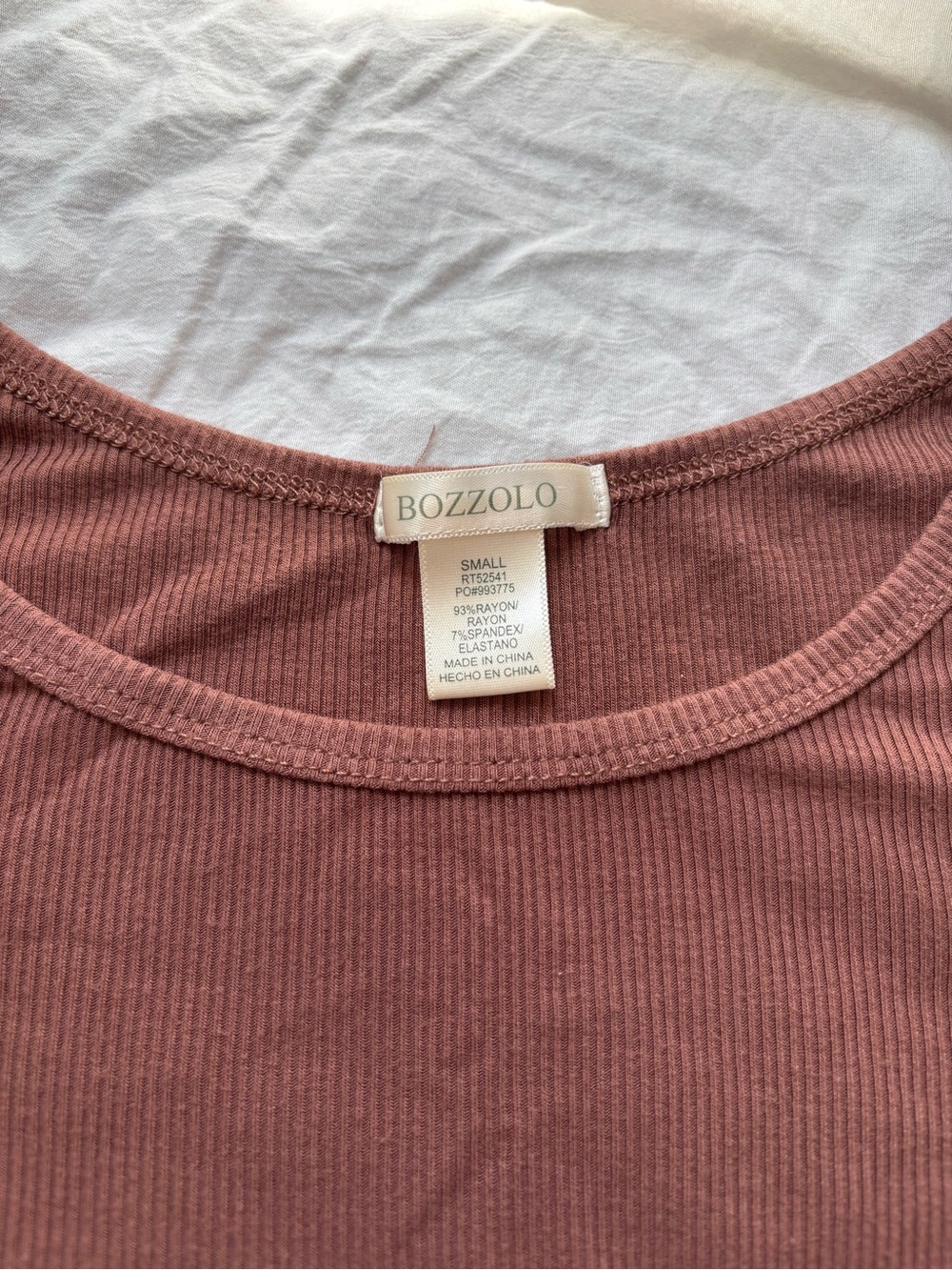 Ribbed Short Sleeve Crop Top in Brown - Picture 2 of 3